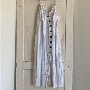White pinstriped midi dress